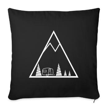 Dreieck - Camping Wohnwagen - - Sofakissenbezug 45 x 45 cm - Schwarz - Vorne