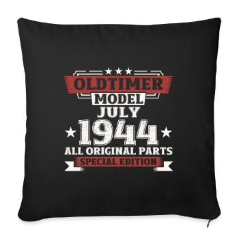 80ème Anniversaire Voiture Classique Juillet 1944 Millésime 1944 - Housse de coussin décorative 45 x 45 cm - noir - Devant