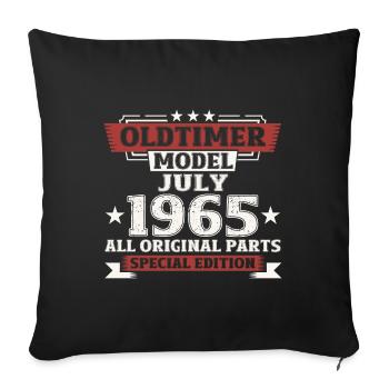 60ème Anniversaire Voiture Classique Juillet 1965 Millésime 1965 - Housse de coussin décorative 45 x 45 cm - noir - Devant