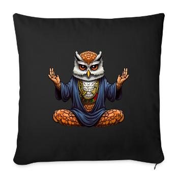 Hibou de yoga - Housse de coussin décorative 45 x 45 cm - noir - Devant
