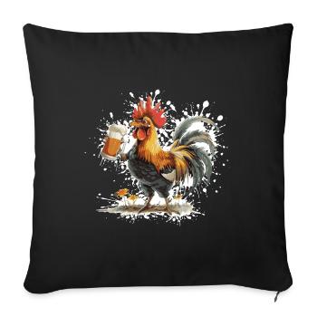 Bière de coq drôle - Housse de coussin décorative 45 x 45 cm - noir - Devant