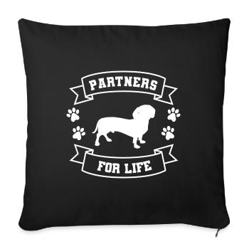 Partners for Life Dachshund - Sofa pillowcase 17,3'' x 17,3'' (45 x 45 cm) - black - Front