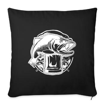 Verre à bière Bière de pêche - Housse de coussin décorative 45 x 45 cm - noir - Devant