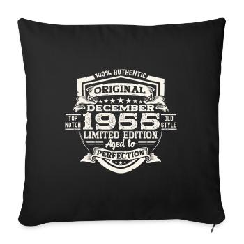 Cadeau original du 67e anniversaire de décembre 1955 - Housse de coussin décorative 45 x 45 cm - noir - Devant