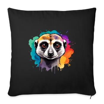 Meerkat in Watercolors, Savannah Color - Sofa pillowcase 17,3'' x 17,3'' (45 x 45 cm) - black - Front
