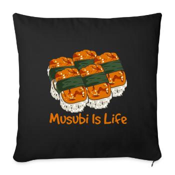 Musubi Liebe - Hawaiianischer Food-Vibe - Sofakissenbezug 45 x 45 cm - Schwarz - Vorne