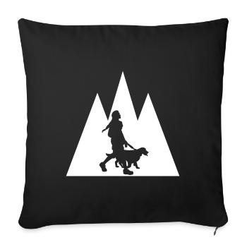 Dreieck Berg und Hund - (3) - Sofakissenbezug 45 x 45 cm - Schwarz - Vorne