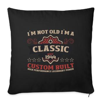 80e anniversaire homme Vintage Mai Vintage 1944 - Housse de coussin décorative 45 x 45 cm - noir - Devant