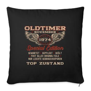 50th Birthday Classic Car November 1974 Vintage 50 - Sofa pillowcase 17,3'' x 17,3'' (45 x 45 cm) - black - Front