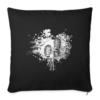 Spritzer - Wanderer Fußabdruck - (3) - Sofakissenbezug 45 x 45 cm - Schwarz - Vorne