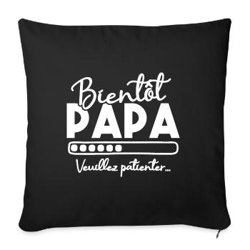 Bientôt papa veuillez patienter - Housse de coussin décorative 45 x 45 cm - noir - Devant