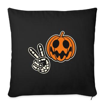 Halloween Citrouille Squelette Paix Halloween - Housse de coussin décorative 45 x 45 cm - noir - Devant