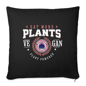 Eat more Plants Vegan Plant Powered Friends food - Sofa pillowcase 17,3'' x 17,3'' (45 x 45 cm) - black - Front