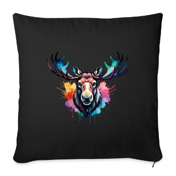 orignal cool dans la forêt, design coloré, aquarelle - Housse de coussin décorative 45 x 45 cm - noir - Devant