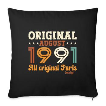 33e anniversaire Original août 1991 Né en 1991 - Housse de coussin décorative 45 x 45 cm - noir - Devant