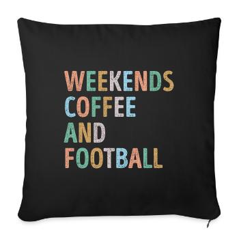 Week-ends Café et Football Maman - Housse de coussin décorative 45 x 45 cm - noir - Devant