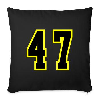 47 Number Jersey - Sofa pillowcase 17,3'' x 17,3'' (45 x 45 cm) - black - Front