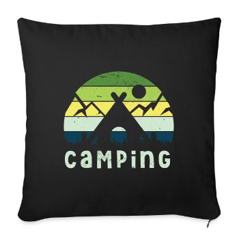Camping Camper Tents Wohmbobil Caravan - Sofa pillowcase 17,3'' x 17,3'' (45 x 45 cm) - black - Front