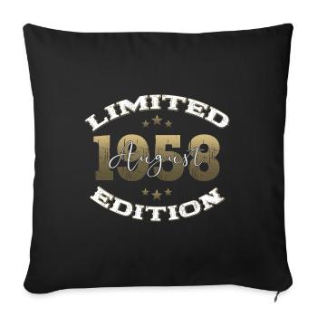 66e anniversaire Original août 1958 Né en 1958 - Housse de coussin décorative 45 x 45 cm - noir - Devant