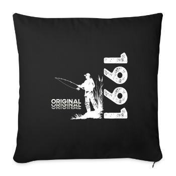 33ème Anniversaire Pêcheur Pêche 1991 Millésime 1991 - Housse de coussin décorative 45 x 45 cm - noir - Devant