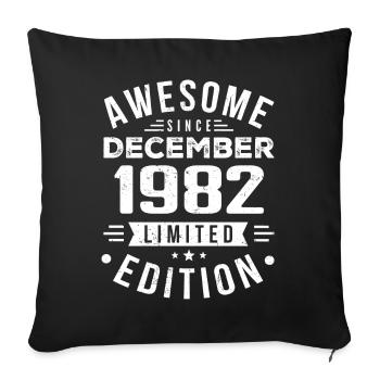 Cadeau d’anniversaire né en décembre 1982 - Housse de coussin décorative 45 x 45 cm - noir - Devant