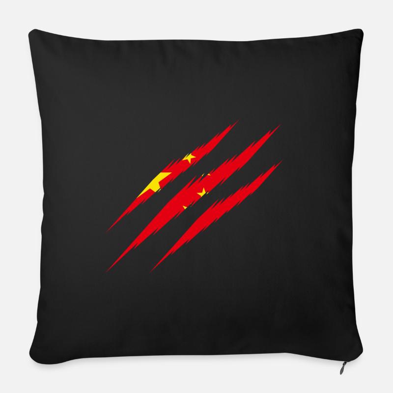 Drapeau de la Chine Scratch Cut Claws Scratch Asia - Housse de coussin décorative 45 x 45 cm - noir
