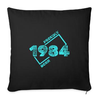 Année 1984 - Housse de coussin décorative 45 x 45 cm - noir - Devant