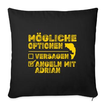 Angeln Fisch Adrian - Sofakissenbezug 45 x 45 cm - Schwarz - Vorne