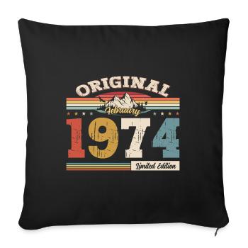 51ème anniversaire cadeau mari Original février 1974 - Housse de coussin décorative 45 x 45 cm - noir - Devant