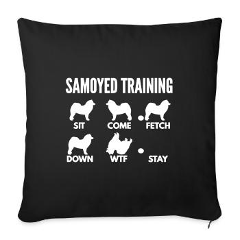 Samoyed Training Samoyed Hund Tricks T-Shirt - Sofakissenbezug 45 x 45 cm - Schwarz - Vorne