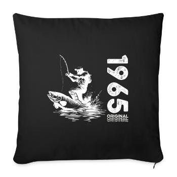 60ème Anniversaire Pêcheur Pêche 1965 Millésime 1965 - Housse de coussin décorative 45 x 45 cm - noir - Devant
