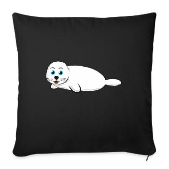Seal - white - Sofa pillowcase 17,3'' x 17,3'' (45 x 45 cm) - black - Front