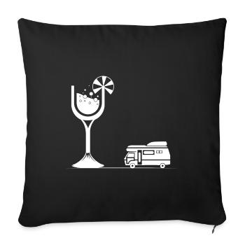 Wein - Camping Van - (2) - Sofakissenbezug 45 x 45 cm - Schwarz - Vorne