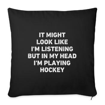 Hockey Player Funny - Sofa pillowcase 17,3'' x 17,3'' (45 x 45 cm) - black - Front