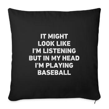 Baseball Player Funny - Sofa pillowcase 17,3'' x 17,3'' (45 x 45 cm) - black - Front