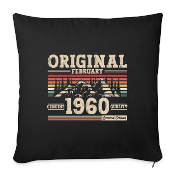65. Geburtstag Geschenk Mann Original Februar 1960 - Sofakissenbezug 45 x 45 cm - Schwarz - Vorne