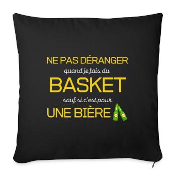 Cadeau basket basketball drole sport passion - Housse de coussin décorative 45 x 45 cm - noir - Devant