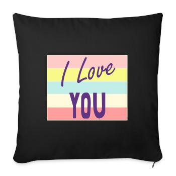 SAINT VALENTIN. EVJF. JE T'AIME. I LOVE YOU. AMOUR - Housse de coussin décorative 45 x 45 cm - noir - Devant