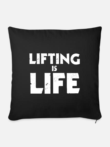 Lifting Is Life - Sofakissenbezug 45 x 45 cm - Schwarz