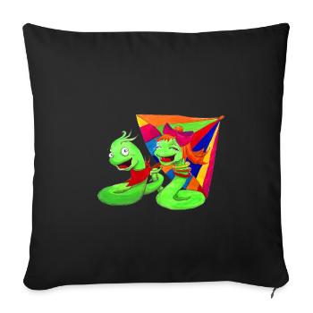Würmchen and Franzie From children's book - Sofa pillowcase 17,3'' x 17,3'' (45 x 45 cm) - black - Front