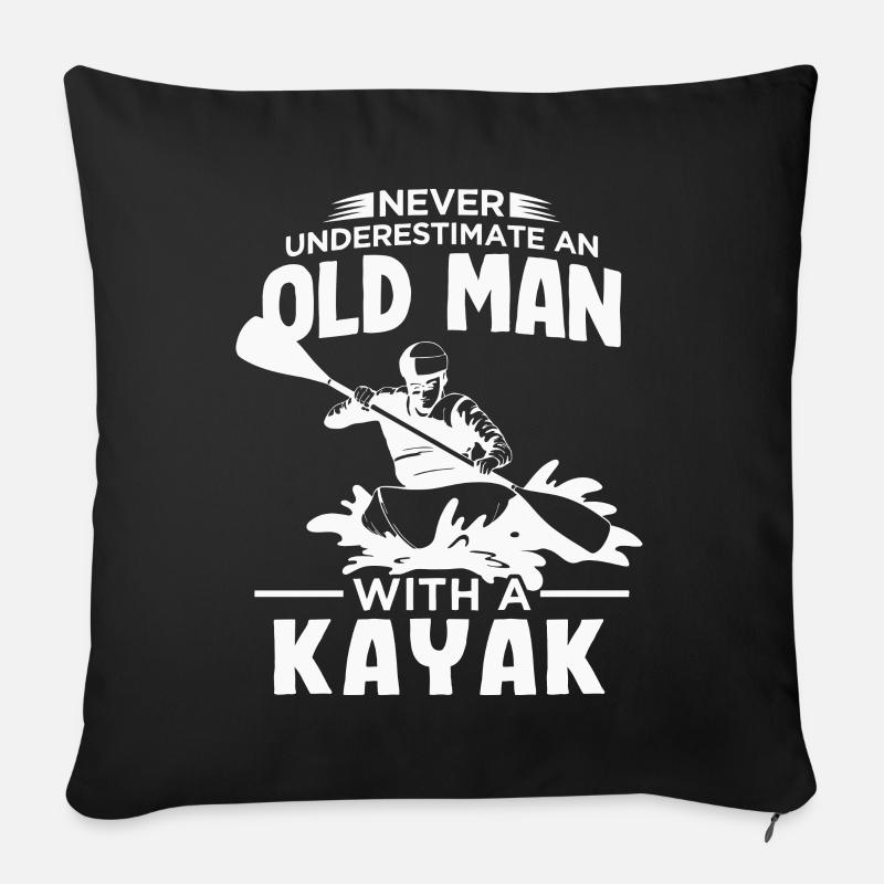 Paddeln Paddelboot Kajak Kajakfahren - Sofakissenbezug 45 x 45 cm - Schwarz