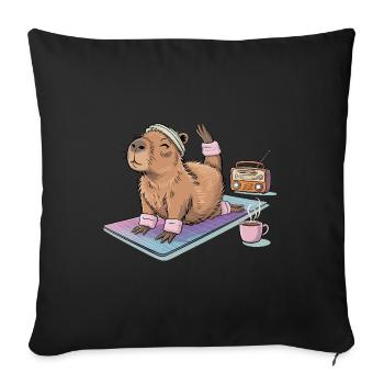 Funny Pilates Yoga Capybara - Sofa pillowcase 17,3'' x 17,3'' (45 x 45 cm) - black - Front