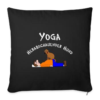 Yoga, Yogi, herabschauender Hund Asana - Sofakissenbezug 45 x 45 cm - Schwarz - Vorne