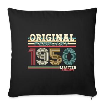 75ème anniversaire cadeau mari Original février 1950 - Housse de coussin décorative 45 x 45 cm - noir - Devant