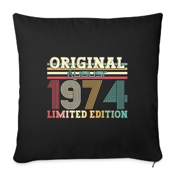 50e anniversaire Original août 1974 Né en 1974 - Housse de coussin décorative 45 x 45 cm - noir - Devant