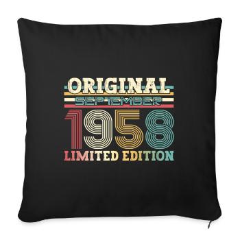66ème Anniversaire Millésime Septembre 1958 Cru 58 - Housse de coussin décorative 45 x 45 cm - noir - Devant