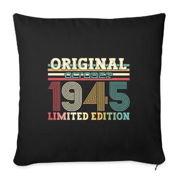 80e anniversaire Légende Octobre 1945 Volume 45 - Housse de coussin décorative 45 x 45 cm - noir - Devant