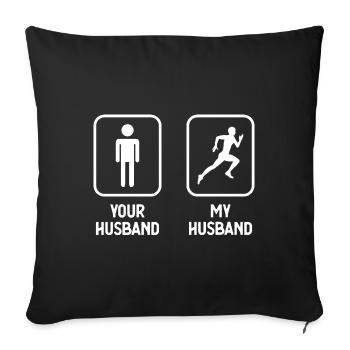 Votre mari Mon mari - courir - - Housse de coussin décorative 45 x 45 cm - noir - Devant