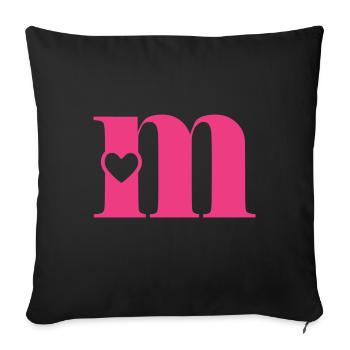 Letter m Initial Letter with Heart - Sofa pillowcase 17,3'' x 17,3'' (45 x 45 cm) - black - Front