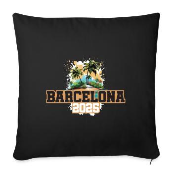Palmiers de Barcelone 2025 - Housse de coussin décorative 45 x 45 cm - noir - Devant